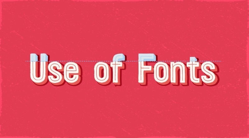 Pink background with white text saying "Use of Fonts"