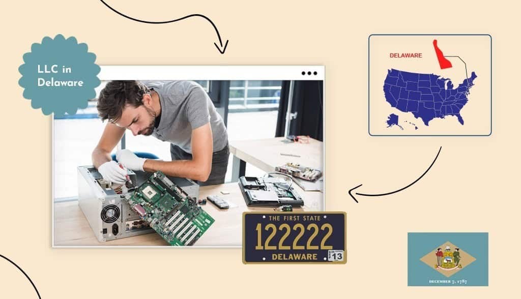 Small business owner fixing a computer in Delaware