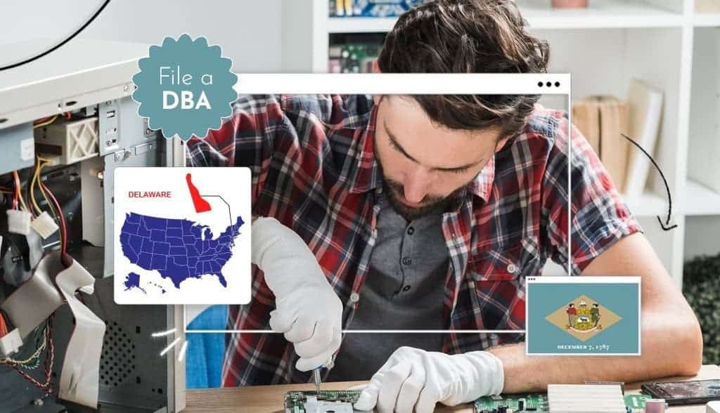Small business owner working opening a computer hard drive in Delaware