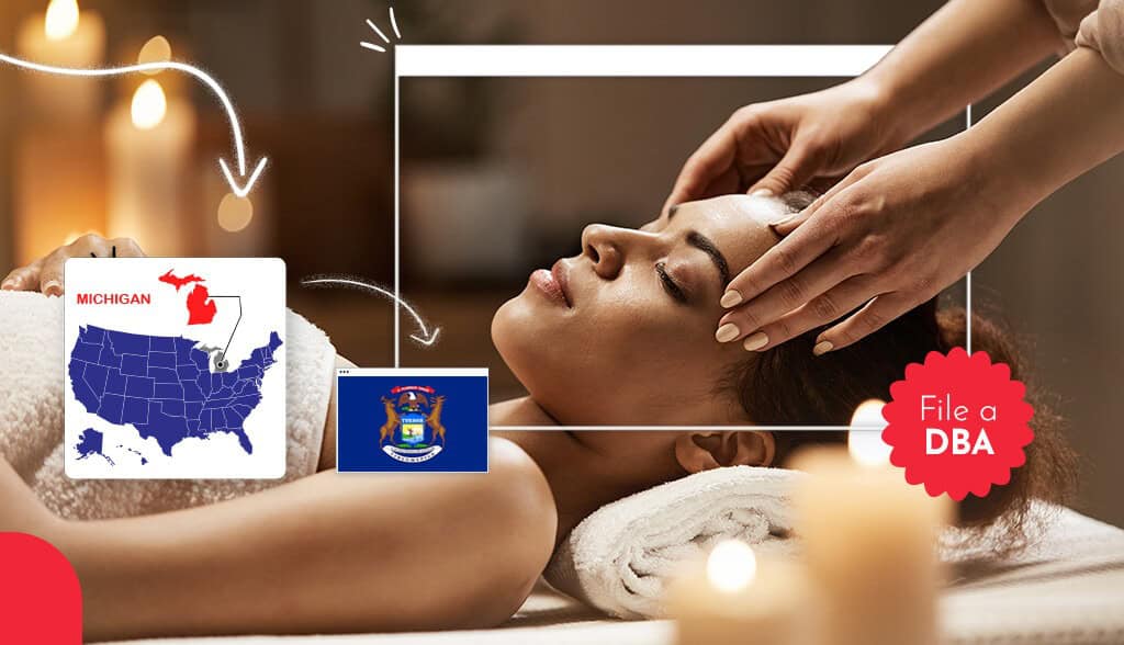 Woman getting a head massage by a small business owner in Michigan