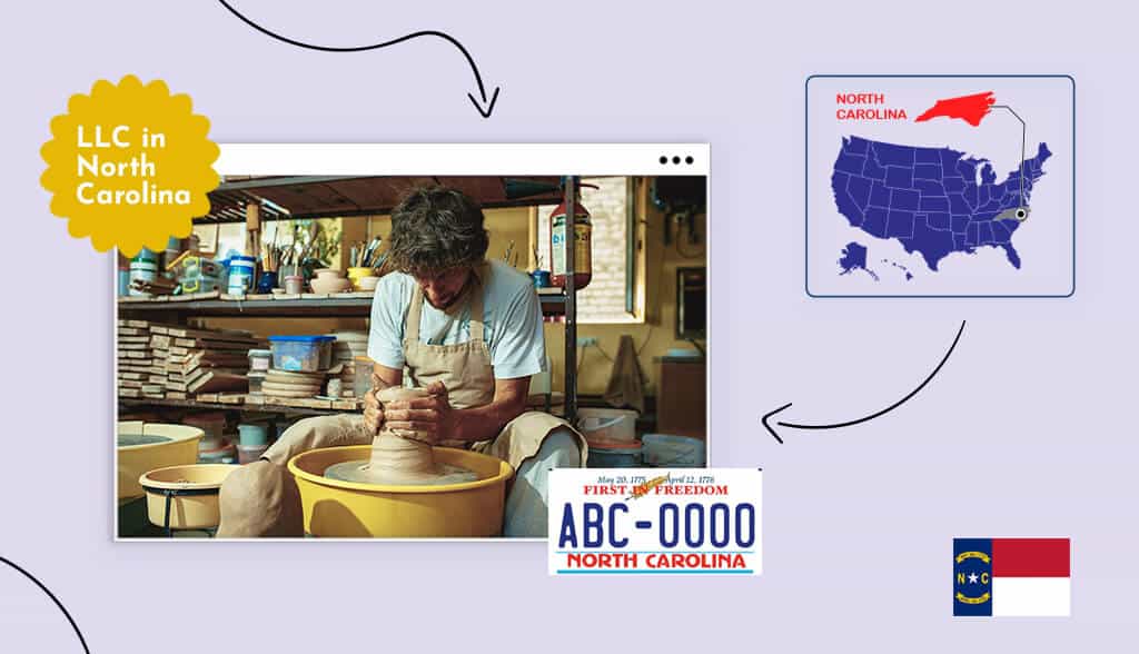 Small business owner making pottery on a wheel in North Carolina