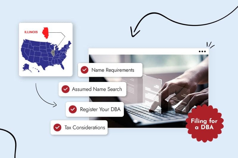 Small business owner filing for a DBA in Illinois
Illinois state map 