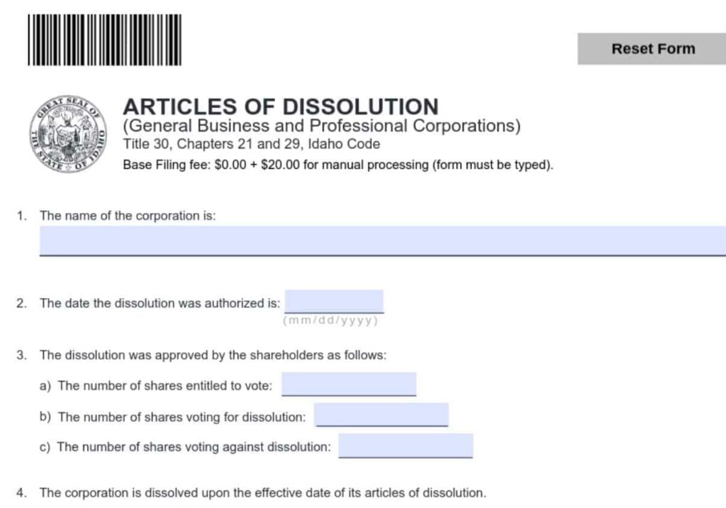 Idaho-specific rules for voting to dissolve your LLC