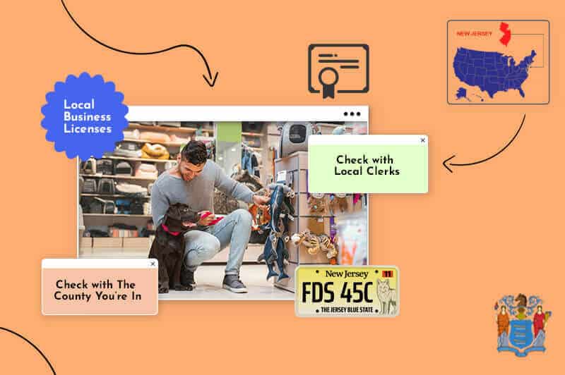Man petting a dog in pet store in New Jersey
New Jersey state map