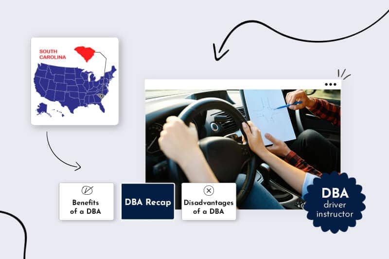 A driver's hands on the steering wheel while someone in the passenger seat shows a diagram on a piece of paper in South Carolina
