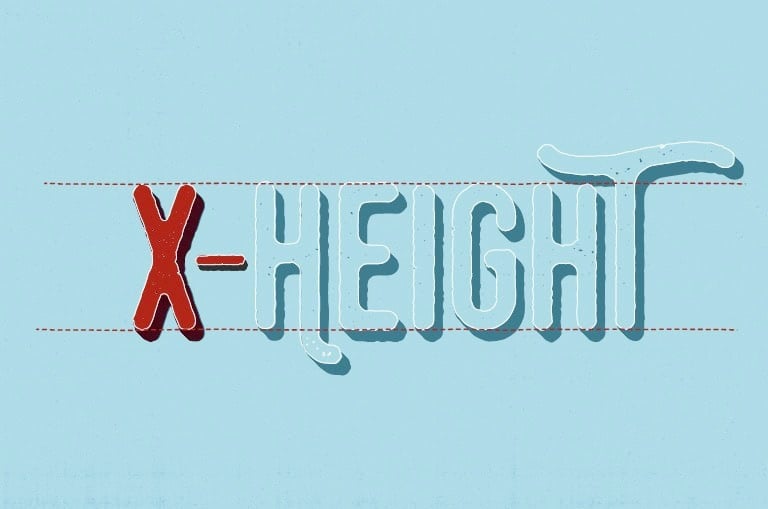 Light blue background with text in blue that says "x-height"