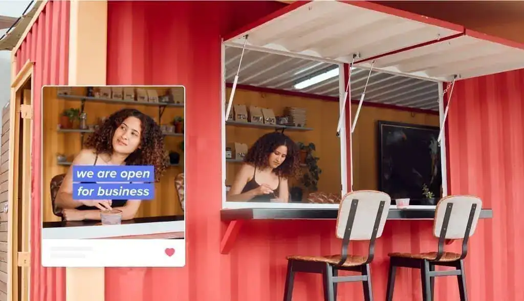 Woman outside her business pondering business ideas