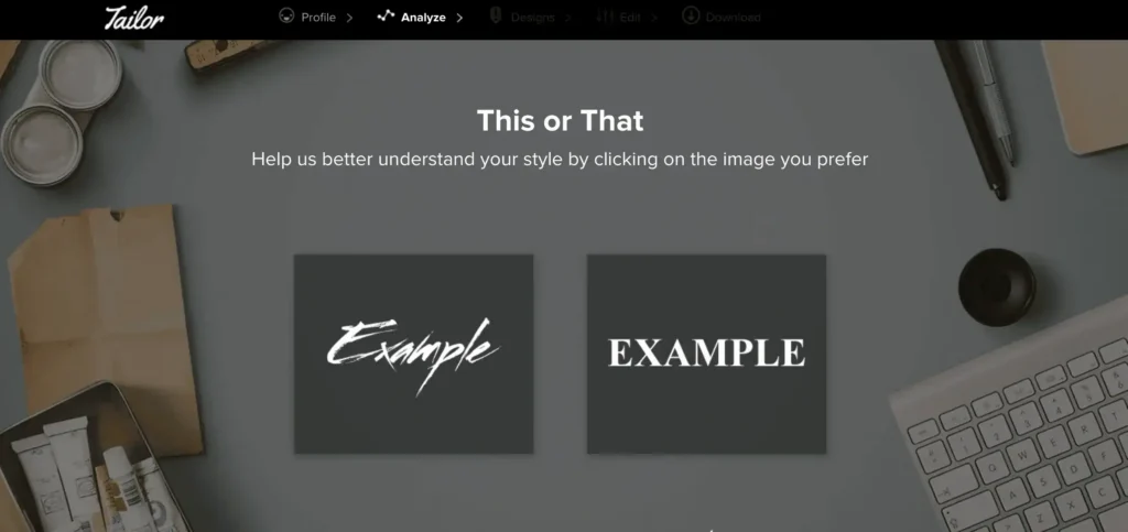 Font difference as seen on Tailor Brands second screenshot