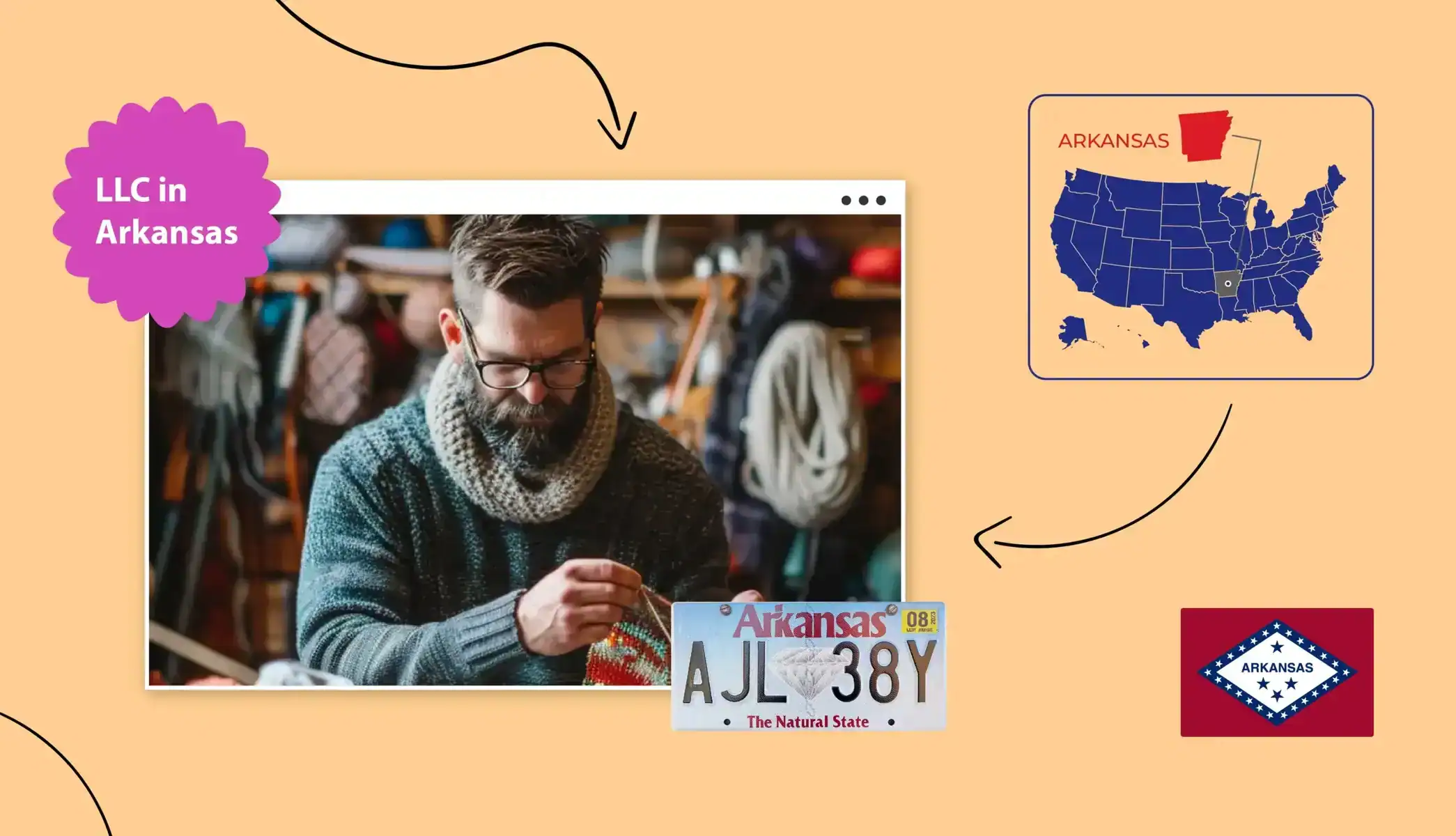 Small business owner wearing glasses in Arkansas