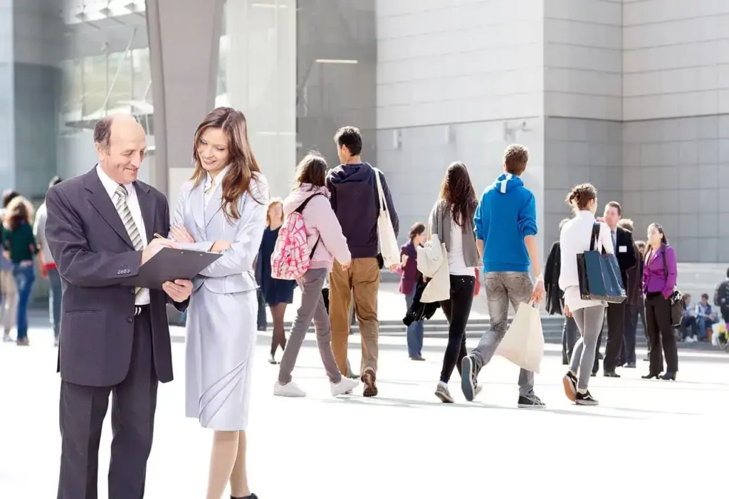 Business man and woman networking 