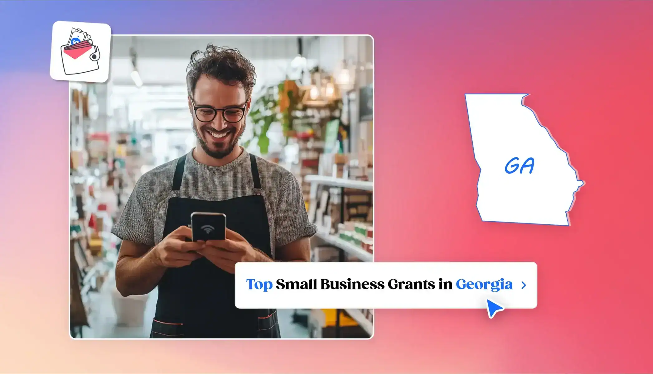 Small business owner applying for grants in Georgia Georgia state map