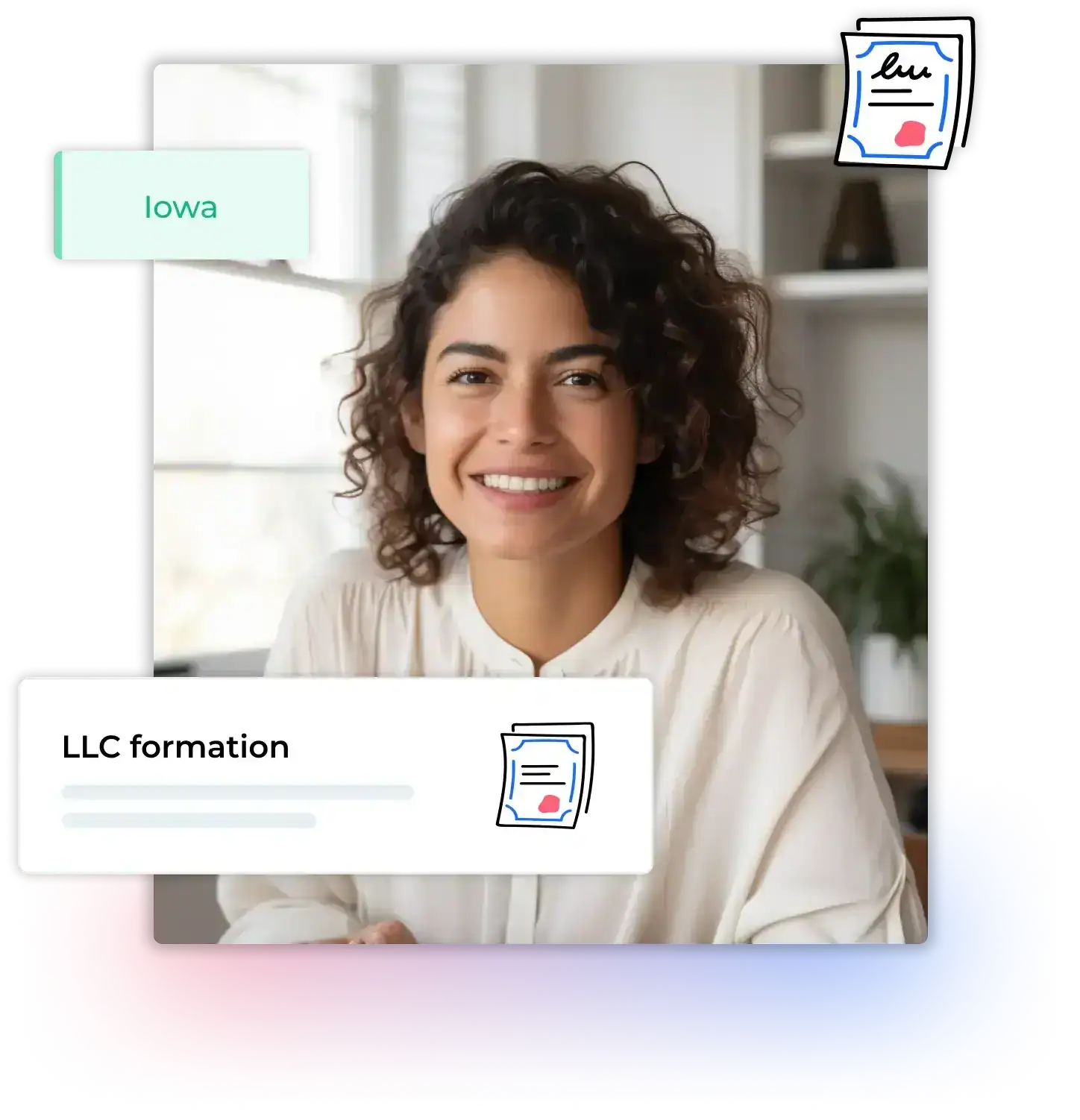 A woman in Iowa excited about setting up her LLC