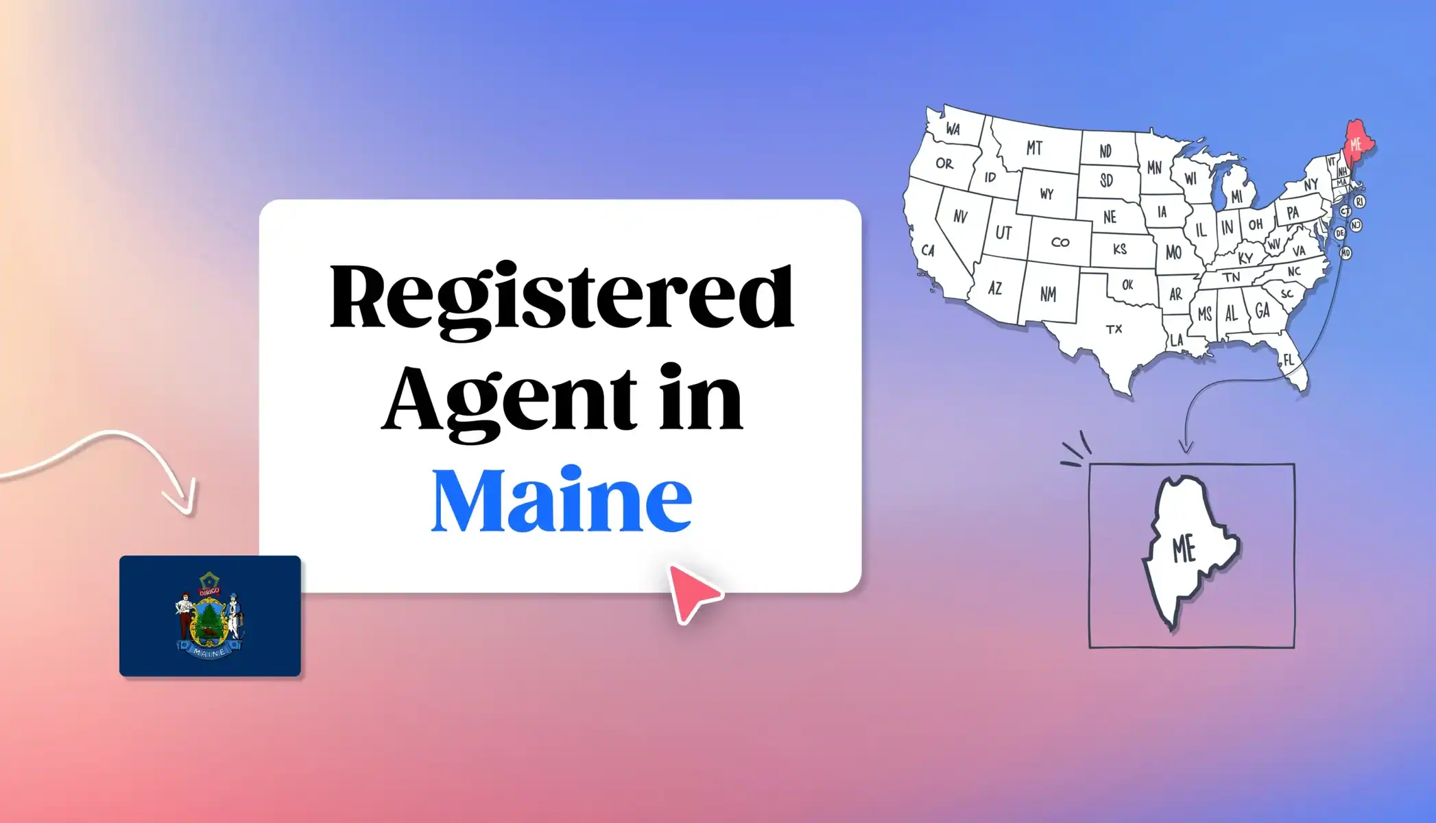 Registered agent in Maine state map Maine map