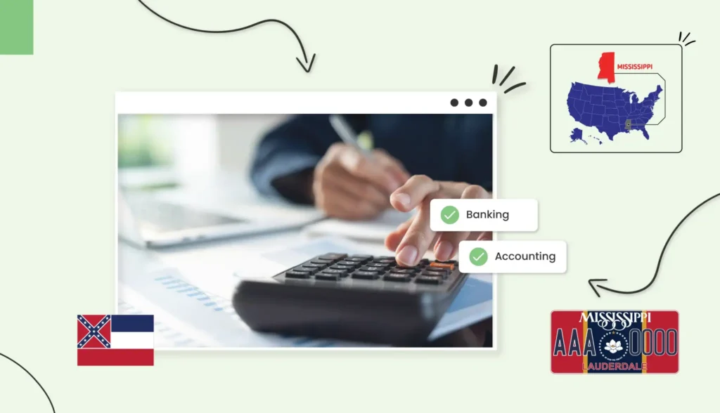 Small business owner using a calculator to budget for their small business in Mississipi