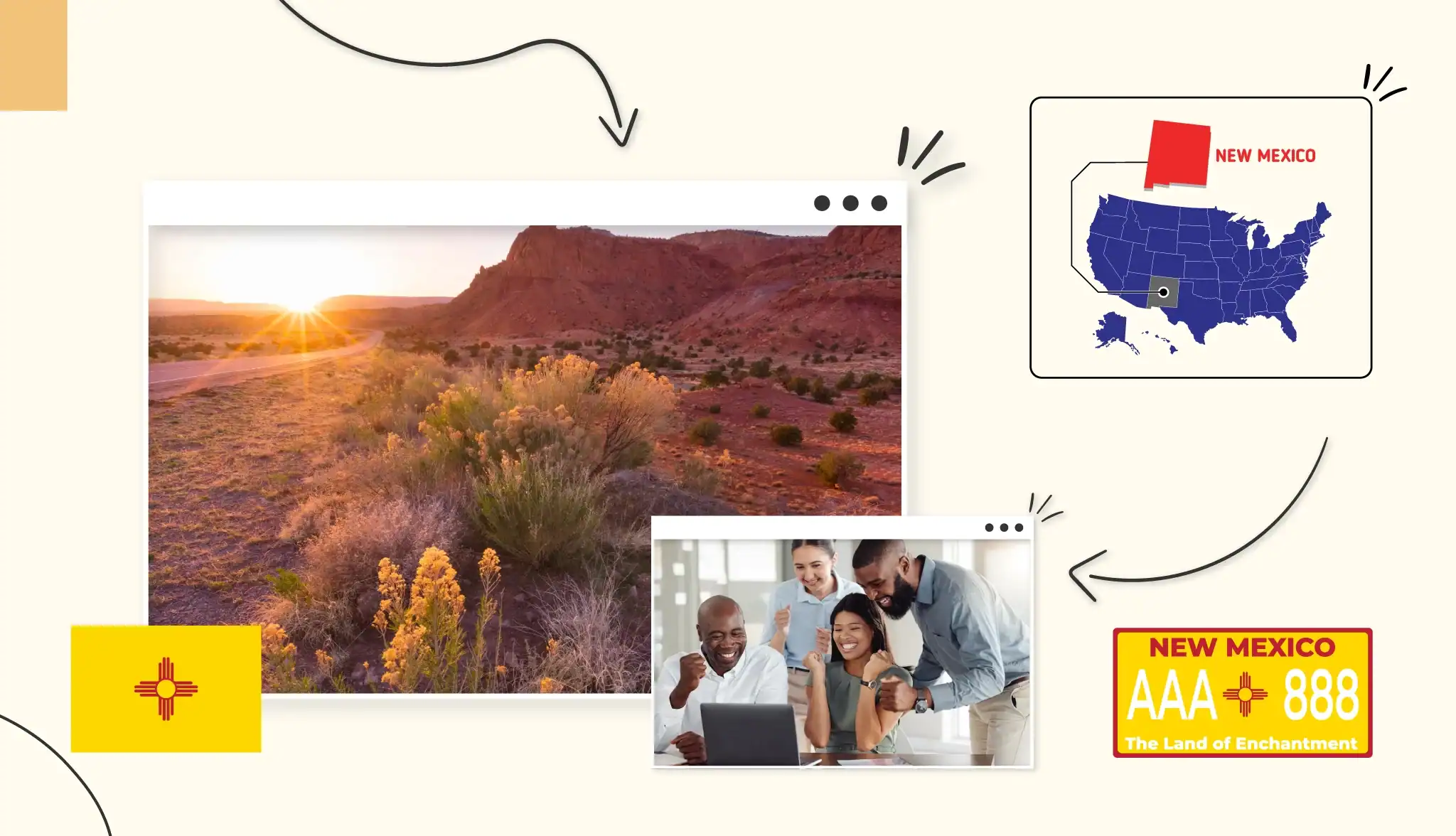 Small business owners gathered around a table in New Mexico Scenic views in New Mexico
