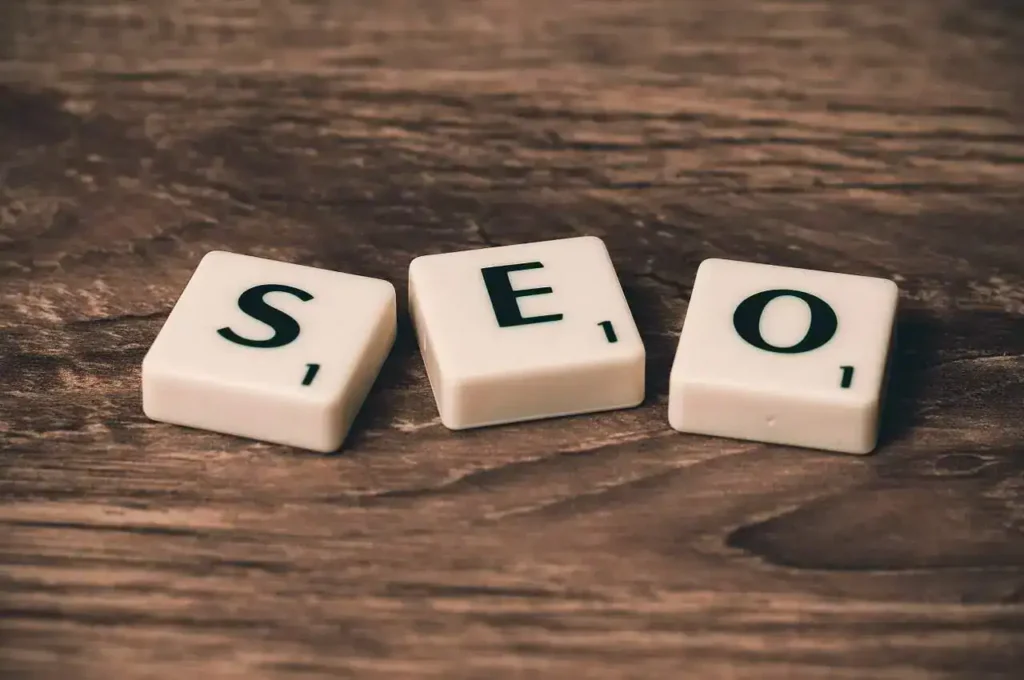 SEO spelled out with scrabble tiles