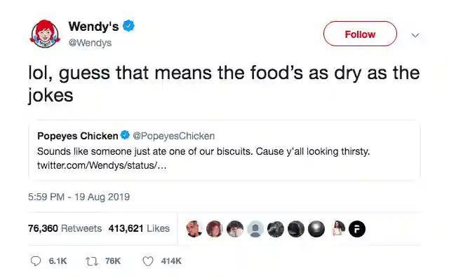Wendy's twitter feed screenshot