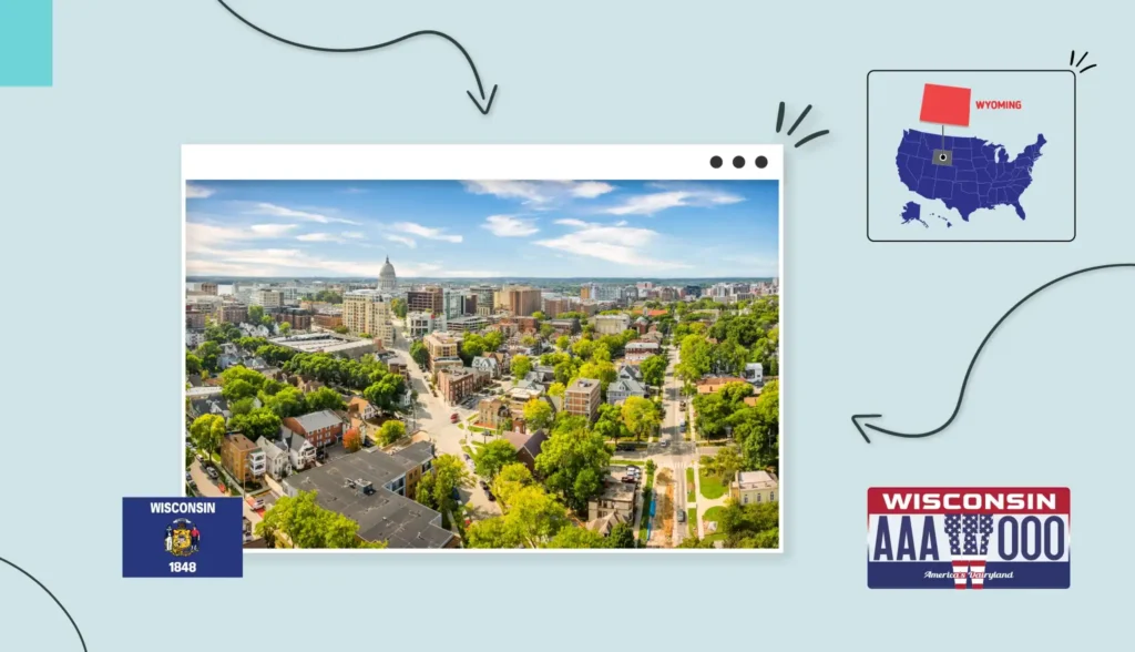 Aerial view of a city in Wisconsin